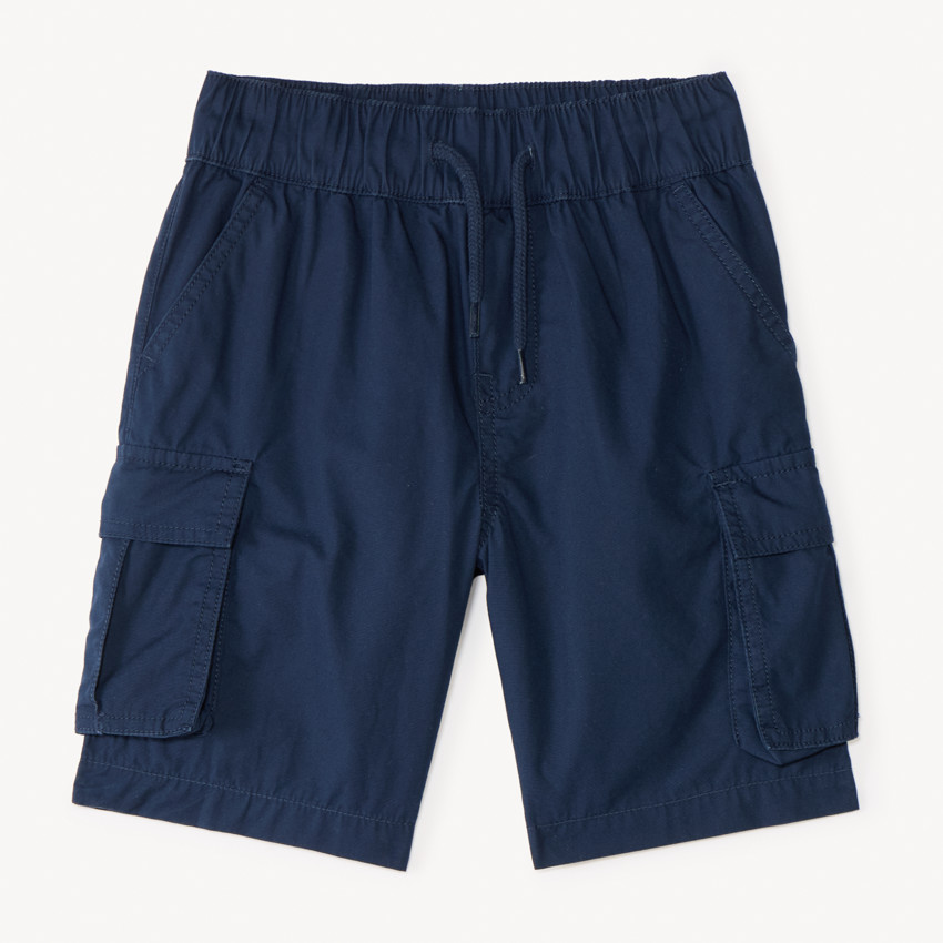 Bermuda cargo uni en popeline pour garçon