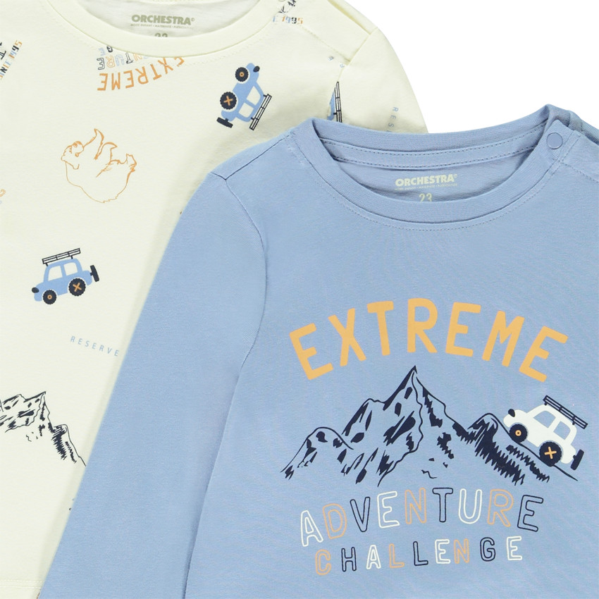 Lot de 2 t-shirts manches longues fantaisie pour bébé garçon  