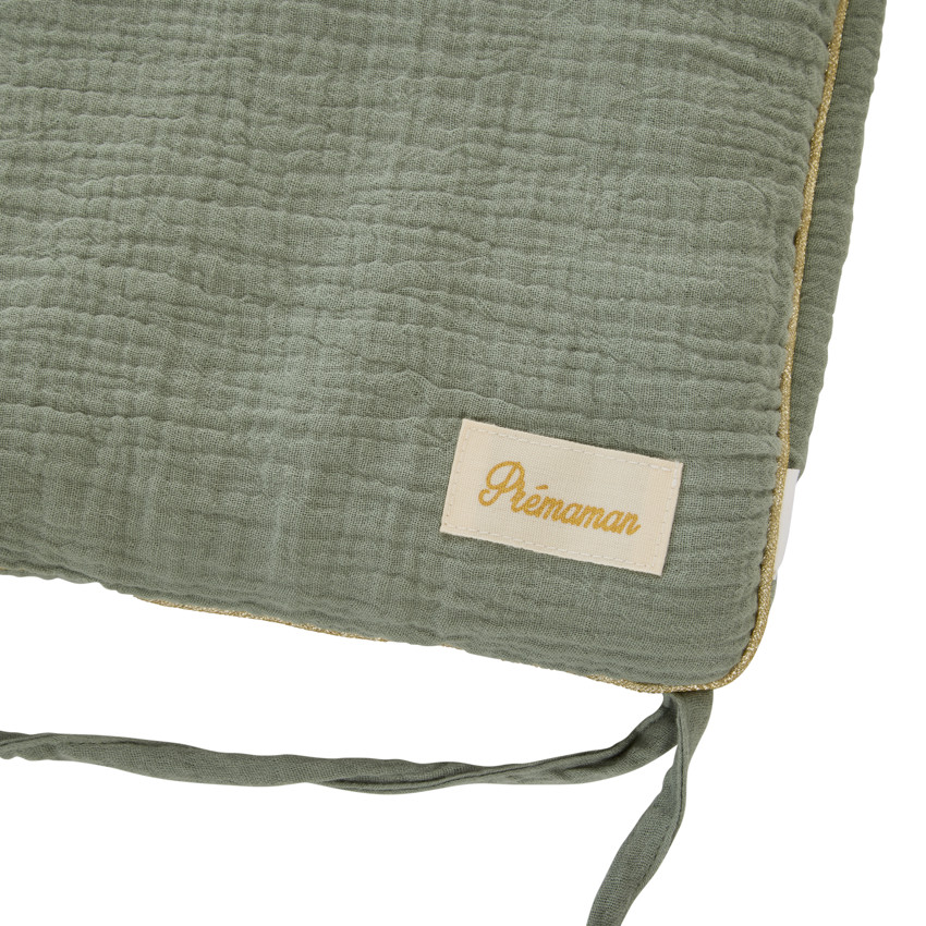 Tour de lit 3 pans en gaze de coton vert 