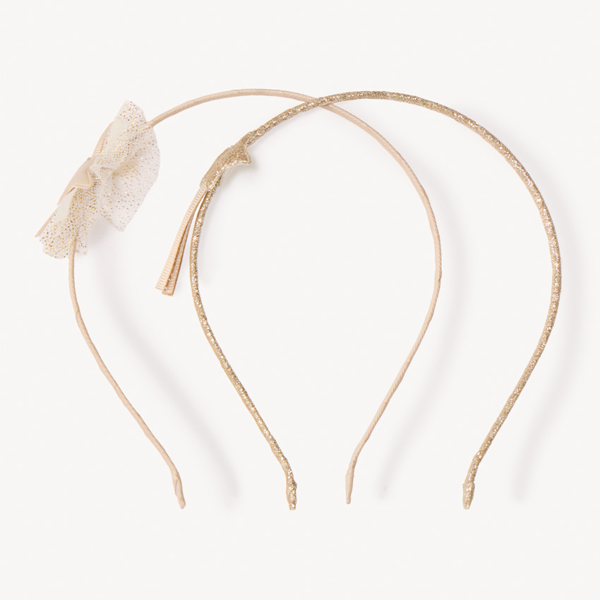 Lot de 2 serre-têtes fantaisie dorés pour fille