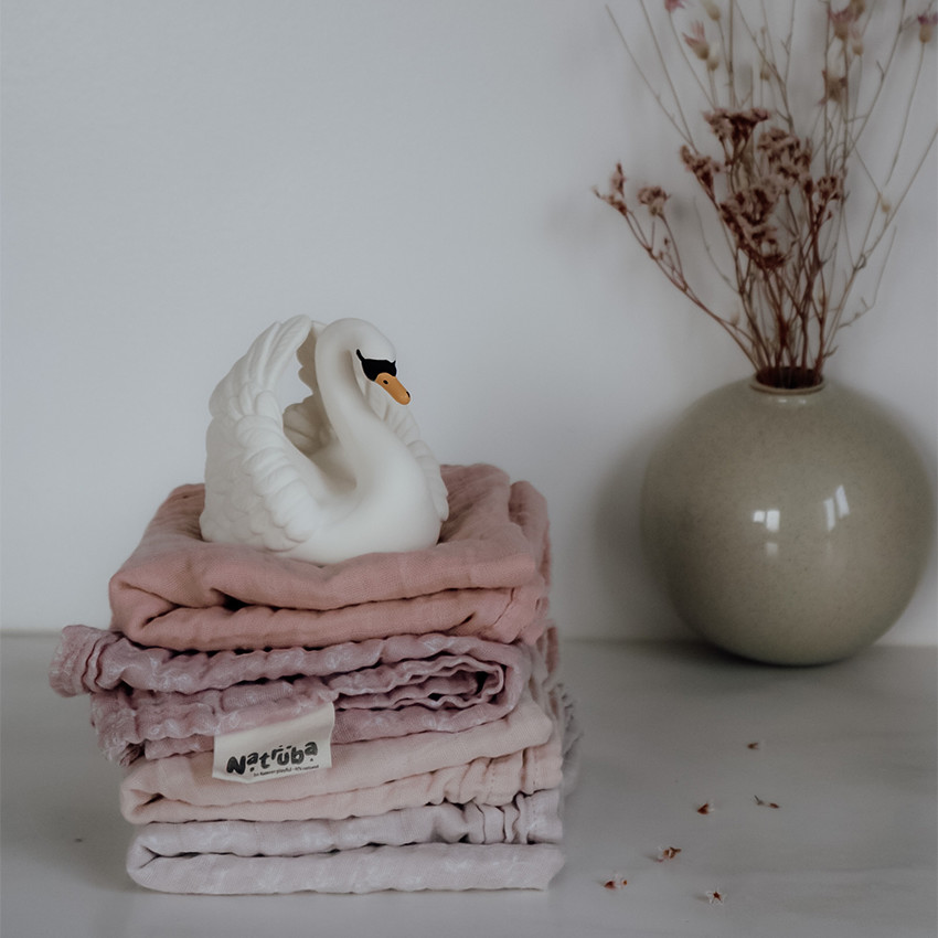 Pack de 2 langes en mousseline de coton Bio 65 x 65 cm powder 