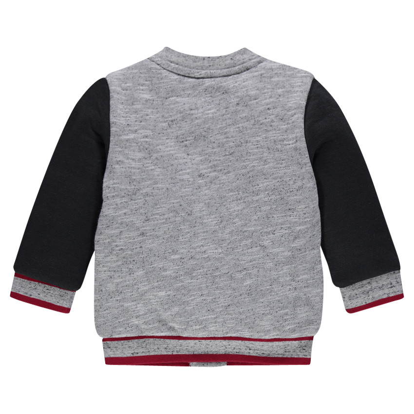 Teddy en molleton aspect neps avec inscription bordée 