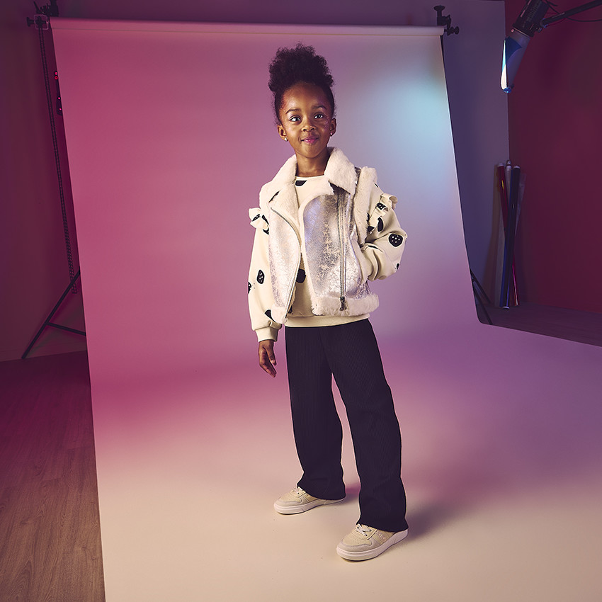 Legging uni forme droite en maille côtelé pour fille 