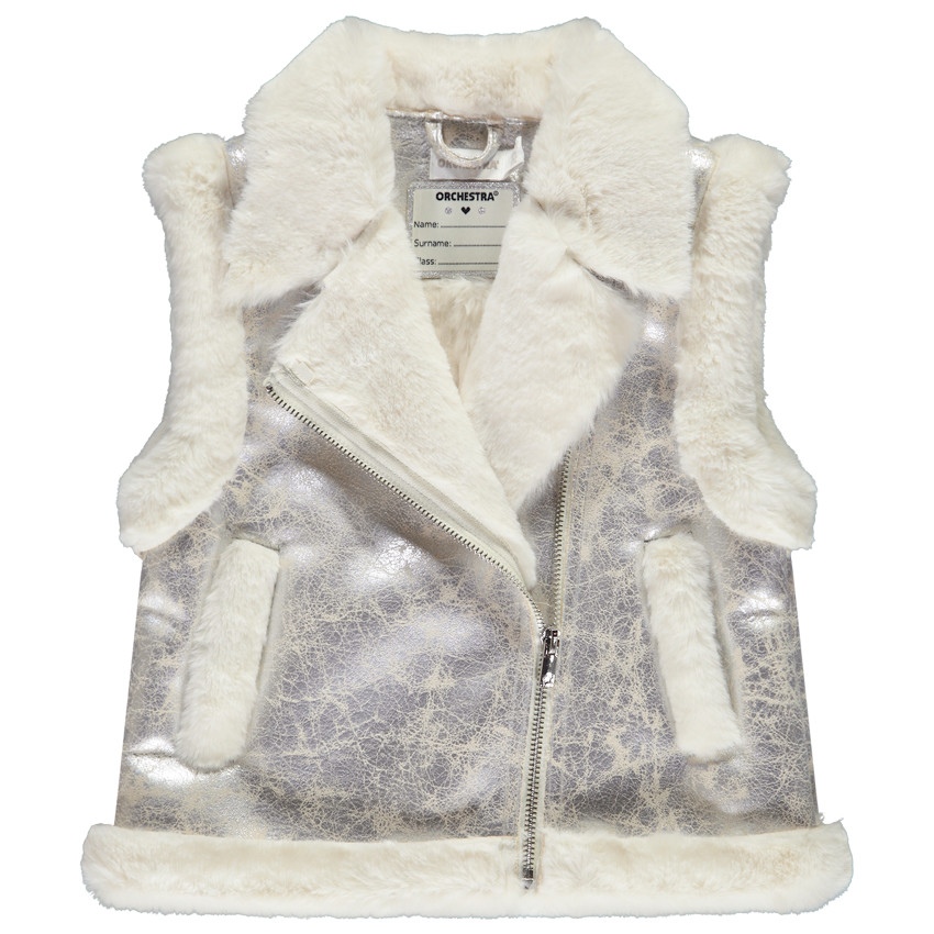 Veste sans manches contrecollée effet fourrure pour fille 