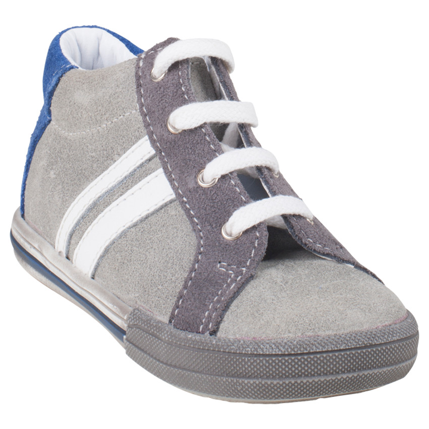 Bottillons en cuir suédé à empiècements contrastés  