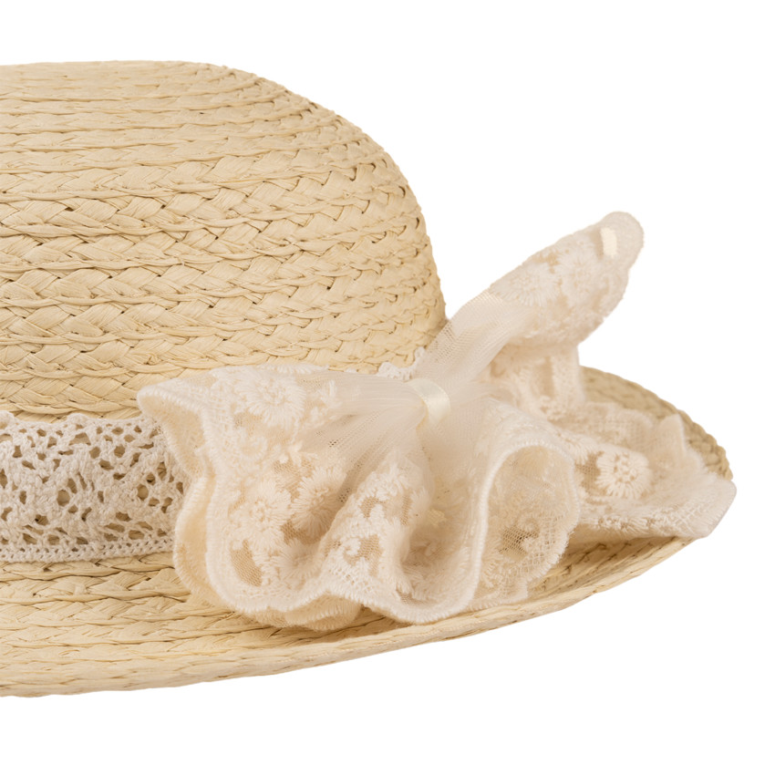 Chapeau de paille avec gros nœud fantaisie pour fille  