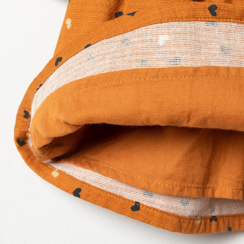Robe manches longues camel imprimée pour bébé fille 