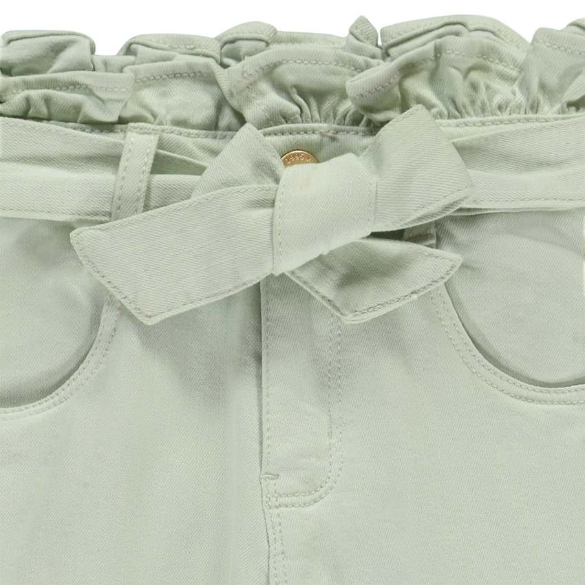 Jean paperbag uni avec ceinture à nouer pour fille  