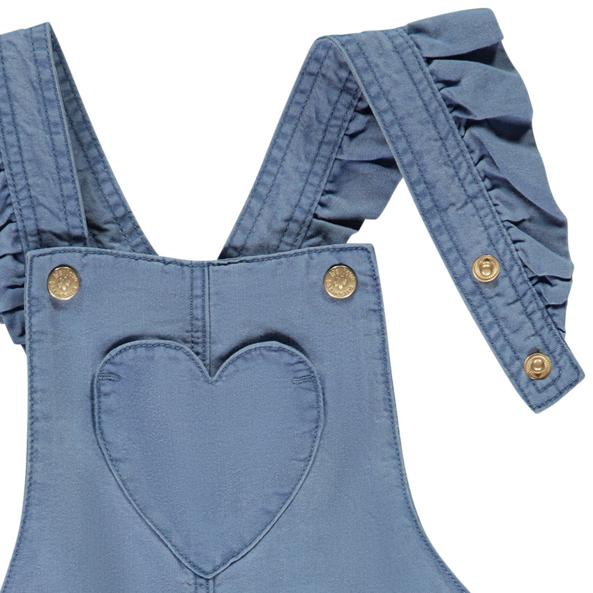 Salopette courte avec volants + ceinture fantaisie pour bébé fille 