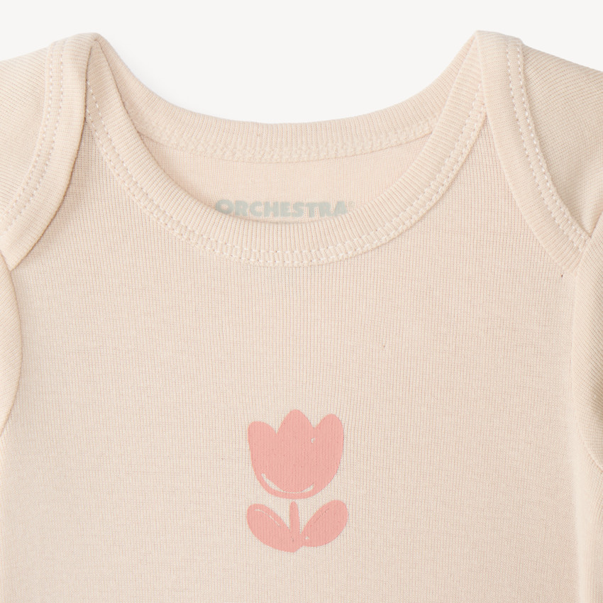 Lot de 5 bodies manches longues bébé fille motif nature 