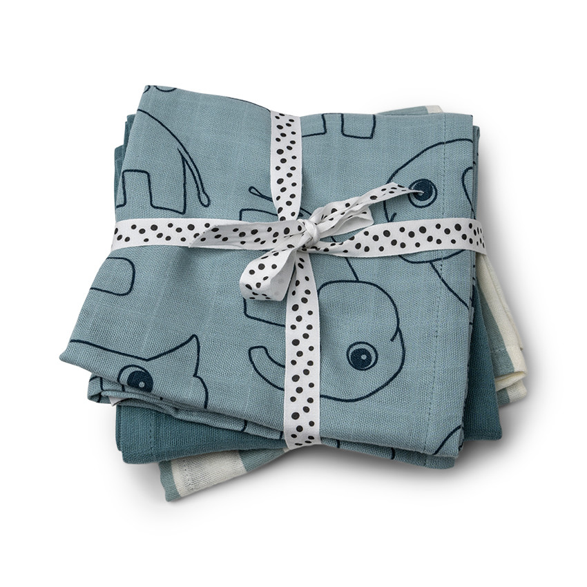 Lot de 3 langes Deer friends - Bleu Main Lot de 3 langes Deer friends - Bleu