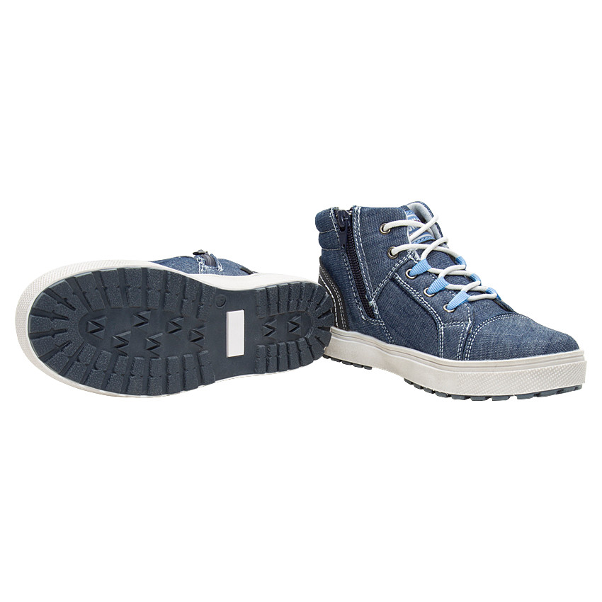 Bottillons effet jeans à lacets et zip du 28 au 35 
