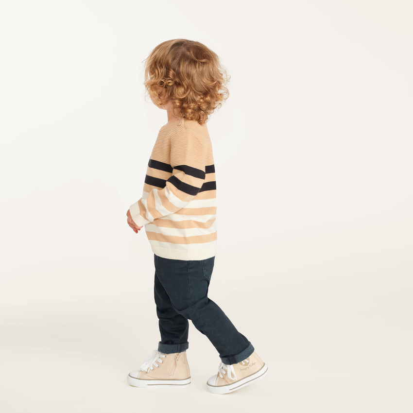 Pull en tricot rayé effet bi-matière enfant 
