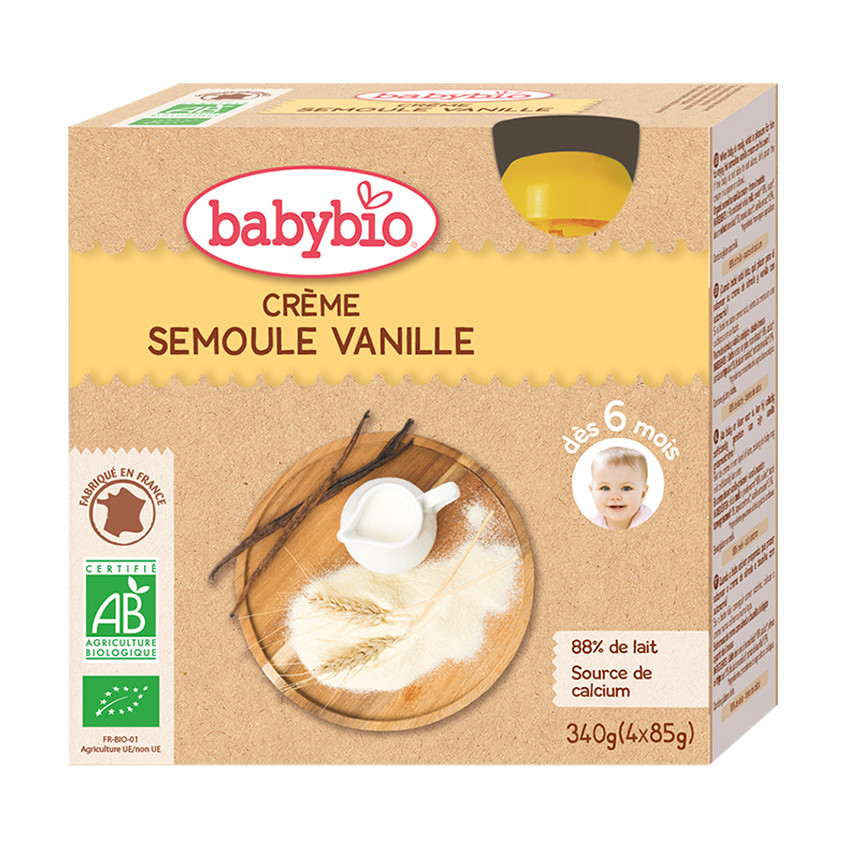 Pack de 4 gourdes bio crème semoule vanille Main Pack de 4 gourdes bio crème semoule vanille