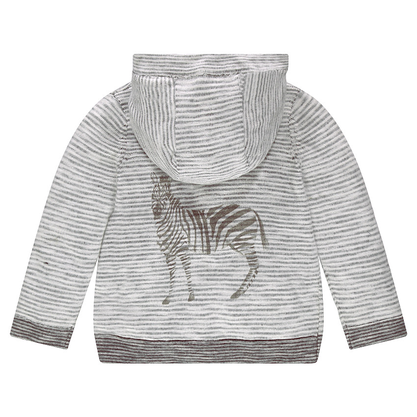 Gilet en tricot rayé avec zèbre printé au dos 