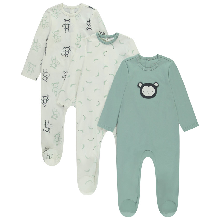 Lot de 3 dors-bien motifs singe pour bébé garçon avec ouvertures différentes selon l&#39;âge