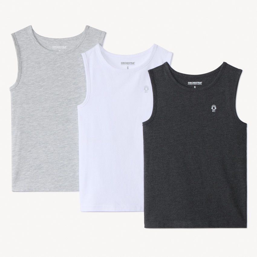 Lot de 3 maillots de corps sans manches unis pour garçon 