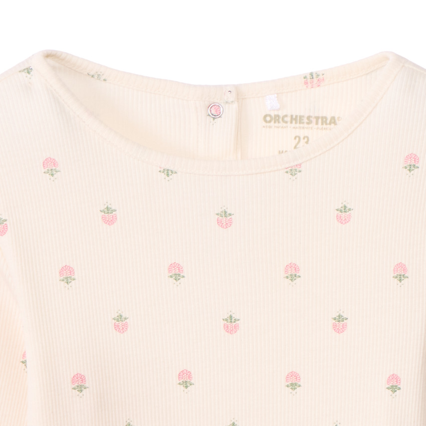 T-shirt manches longues côtelé imprimé fleurs pour bébé fille 
