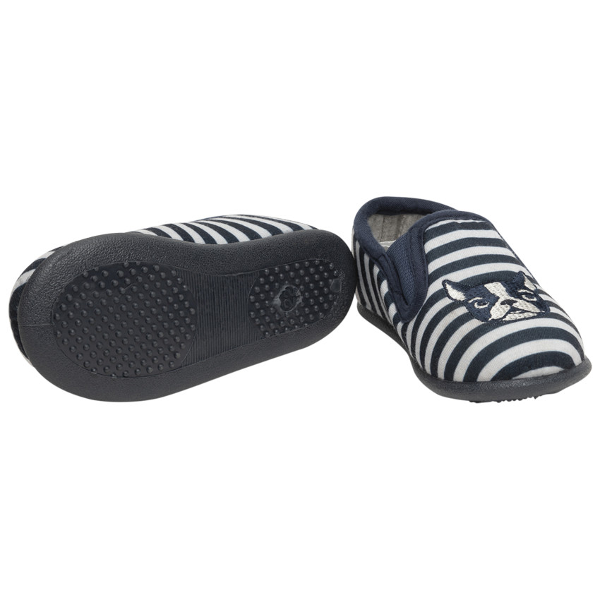 Chaussons bas rayé motif bouledogue pour bébé garçon 