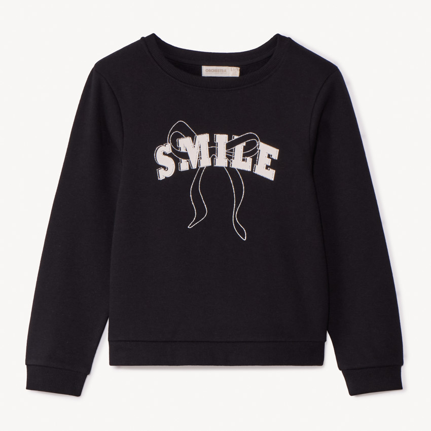 Sweat molleton uni à print pailleté pour fille