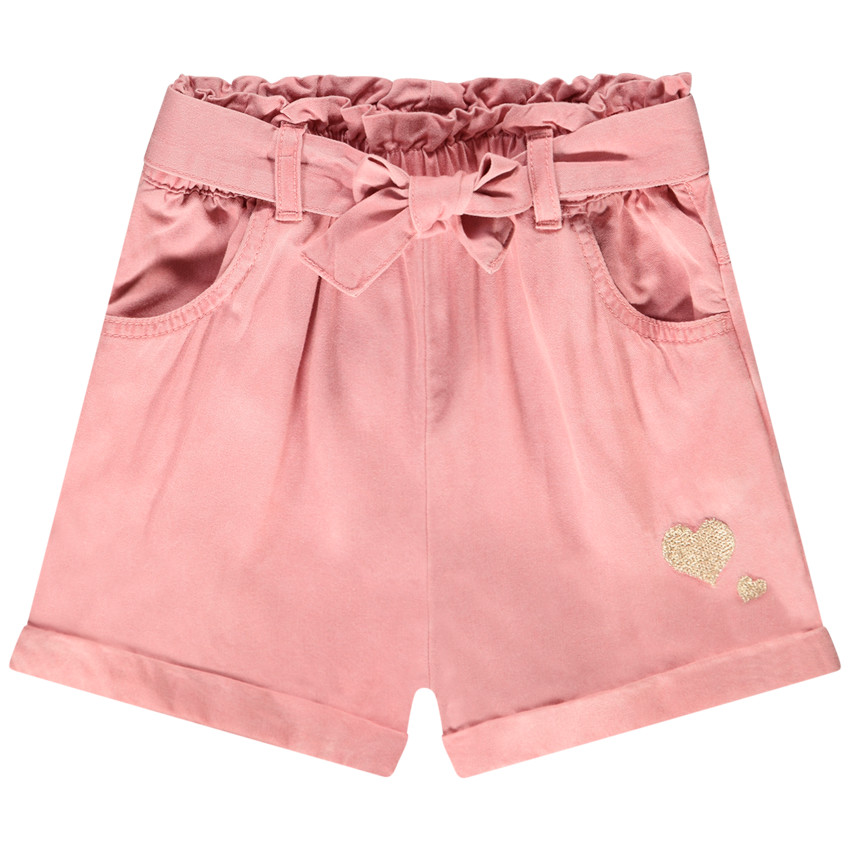 Short effet jean rose pour fille