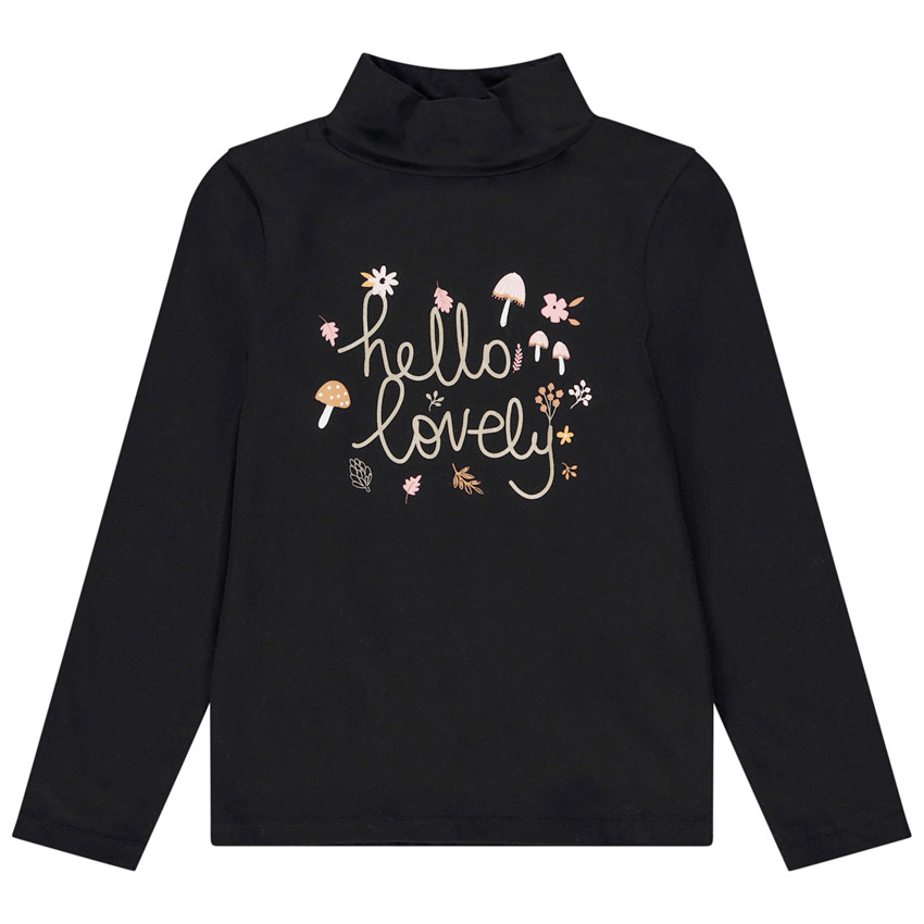 Sous-pull col roulé en jersey print fantaisie pour fille 