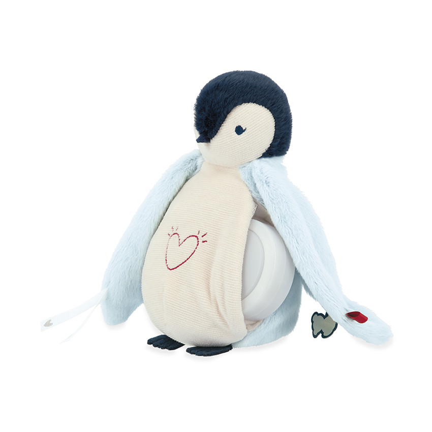 Peluche veilleuse avec boîtier amovible manchot bleu 