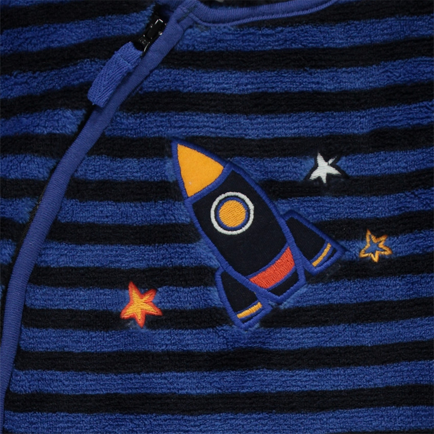 Surpyjama en sherpa zippé avec rayures et fusée brodée 