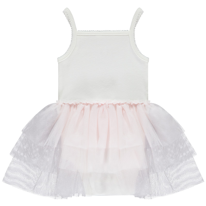 Robe body effet 2 en 1 avec tulle volanté pour bébé fille 