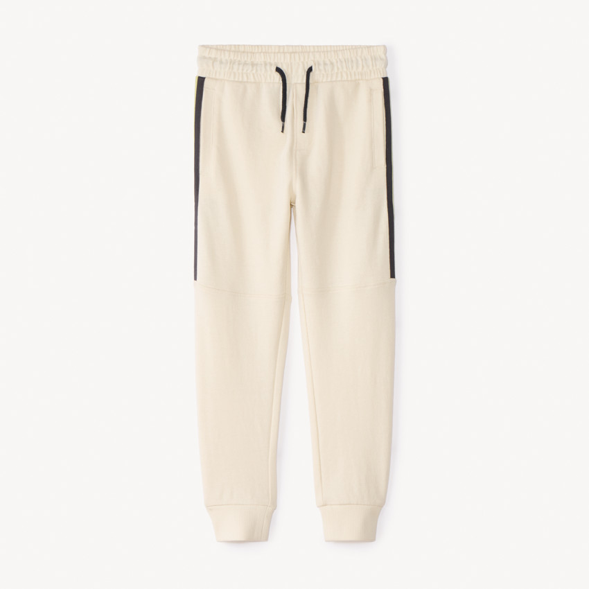 Jogging molleton uni à bandes pour garçon