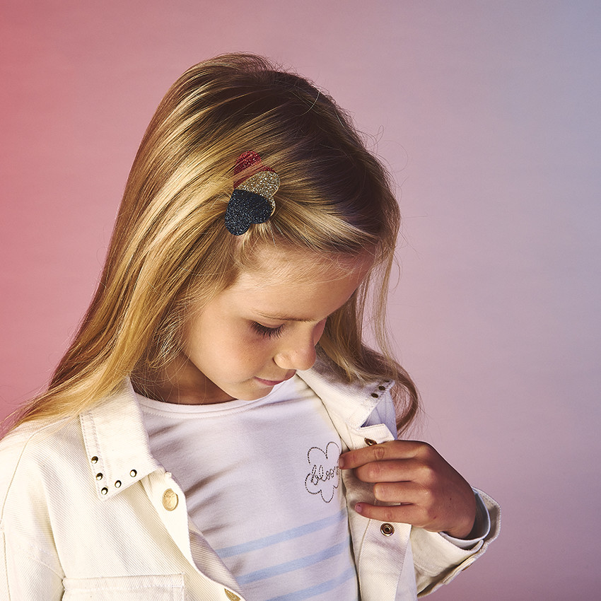 Veste courte en jean avec rivets pour fille 