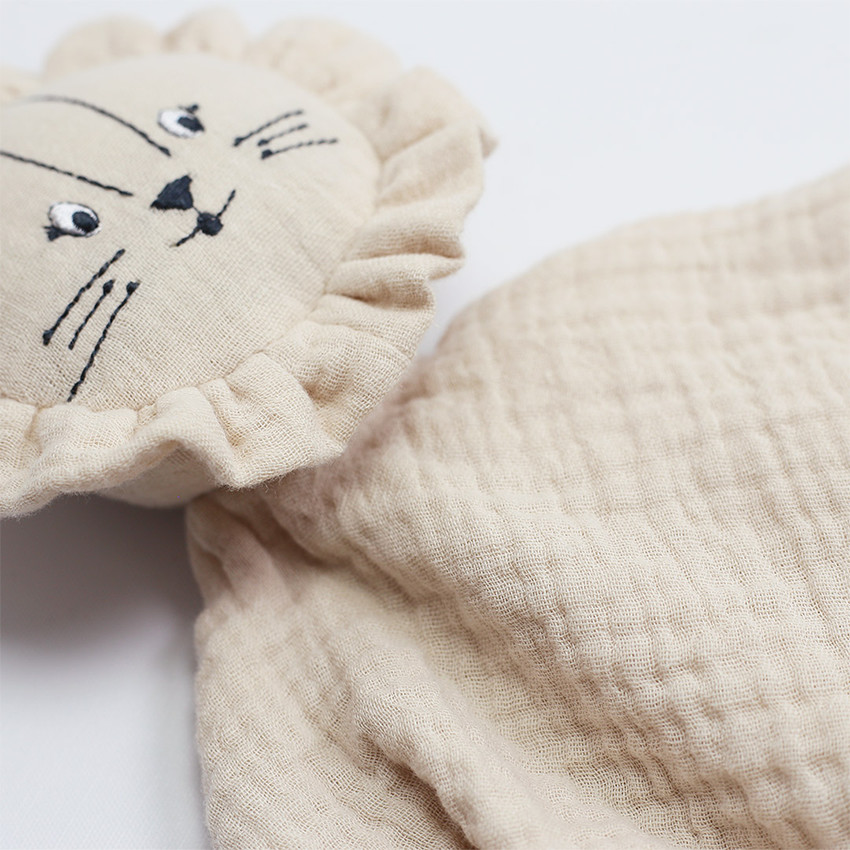 Doudou mousseline Lion Tam Tam Sable 34x34cm 