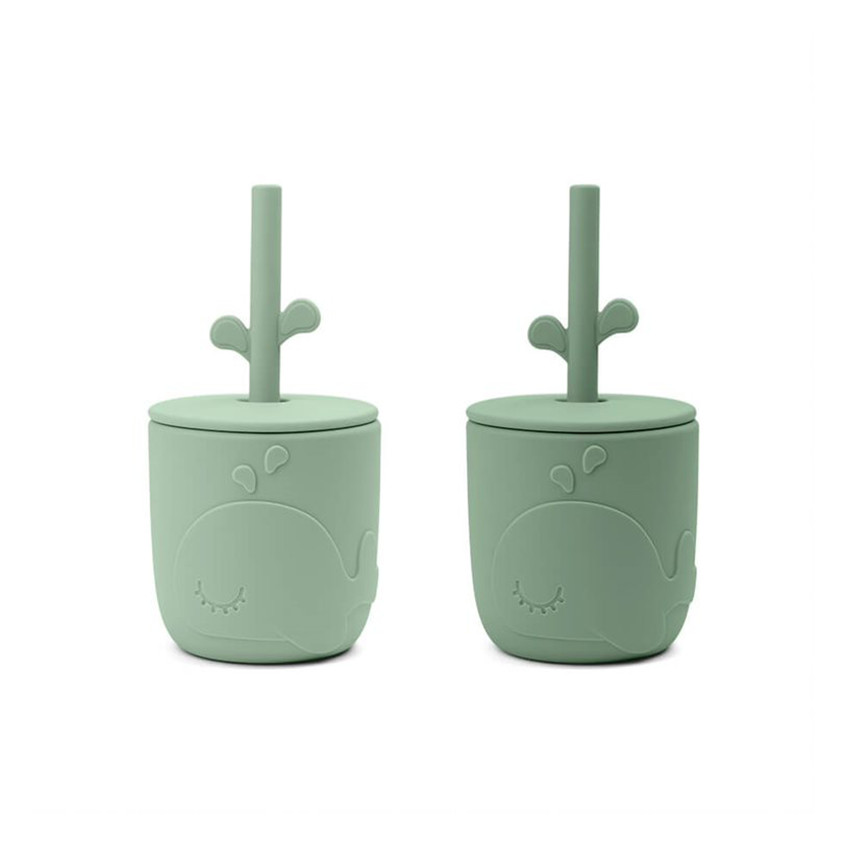 Lot de 2 gobelets avec paille Peekaboo - Wally vert 