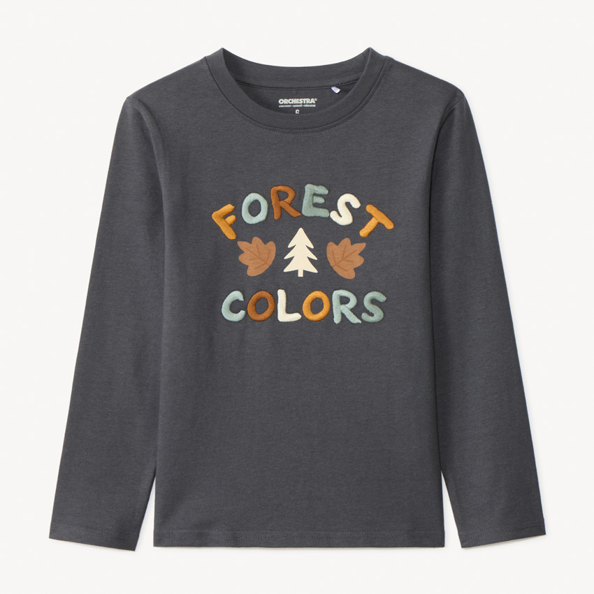 T-shirt manches longues brodé et printé pour garçon 