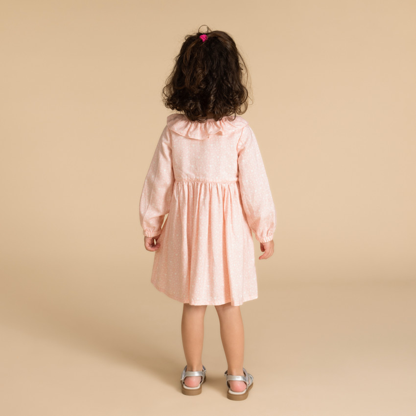 Robe manches longues imprimé tacheté pour bébé fille 