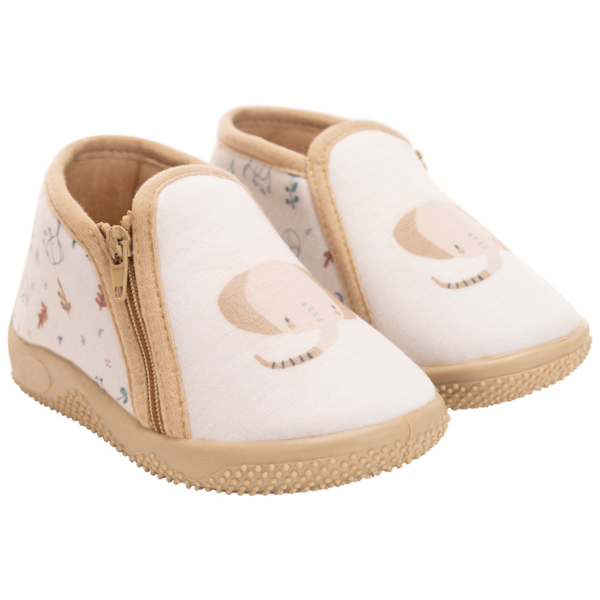 Chaussons bottillons zippés print éléphant pour bébé garçon 