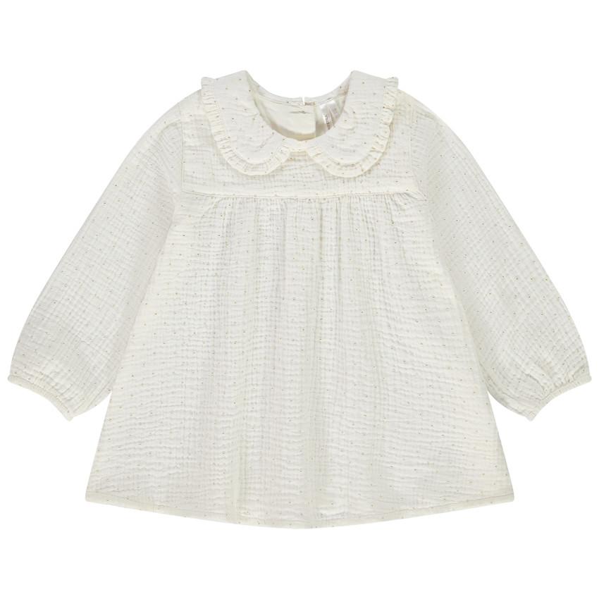 Tunique manches longues à pois dorés pour bébé fille