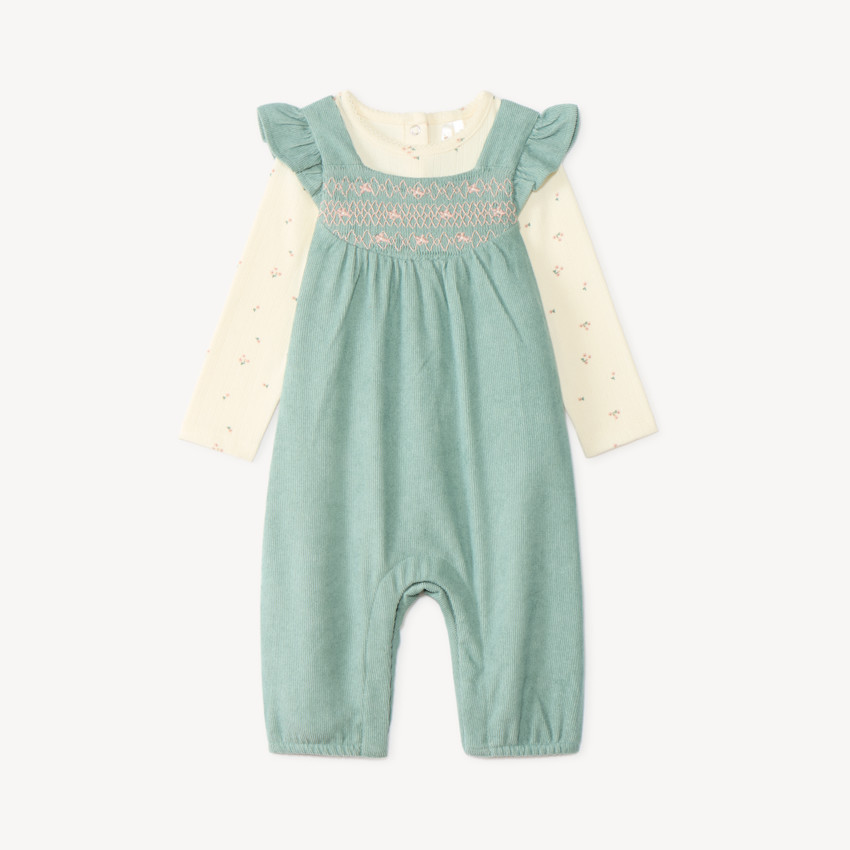 Ensemble 2 pièces bébé fille t-shirt et salopette fantaisie