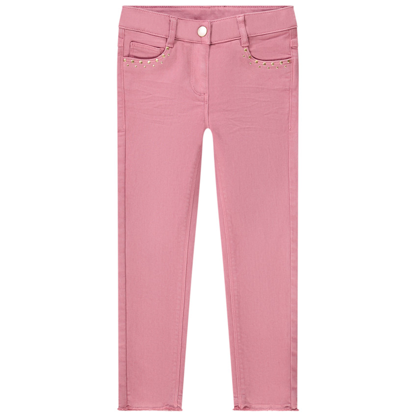 Jean slim uni avec strass pour fille 