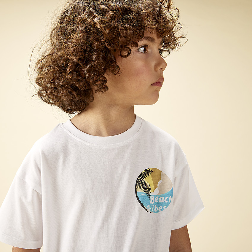 T-shirt à manches courtes print fantaisie thème plage pour garçon 
