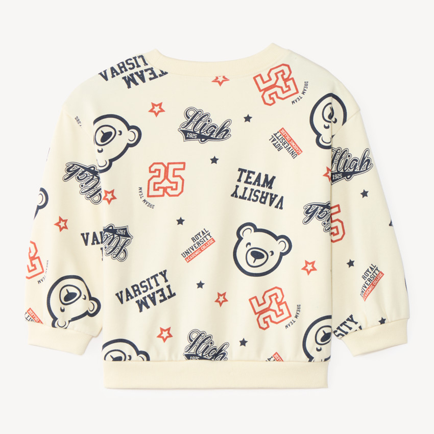 Sweat en molleton demi oversize bébé garçon imprimé fantaisie 