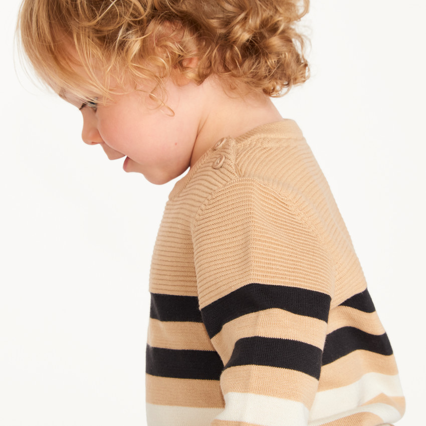 Pull en tricot rayé effet bi-matière enfant 