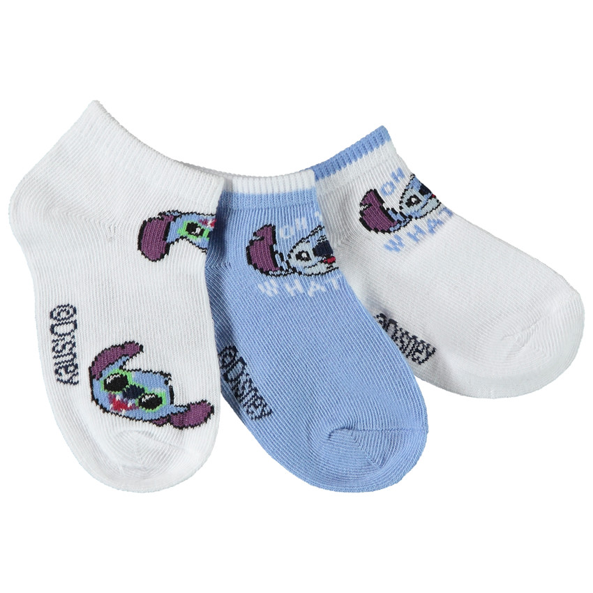 Lot de 3 paires de chaussettes courtes fantaisie Stitch Disney pour bébé garçon 