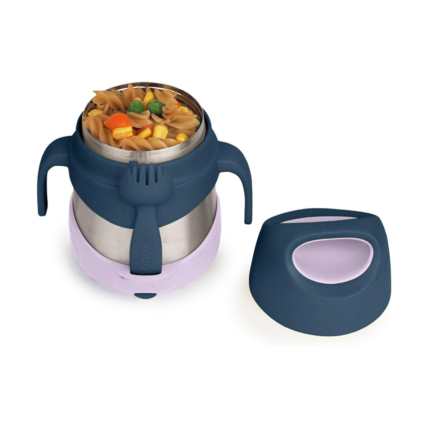 Lunchbox pot isotherme avec fourchette 335ml indigo/rose 