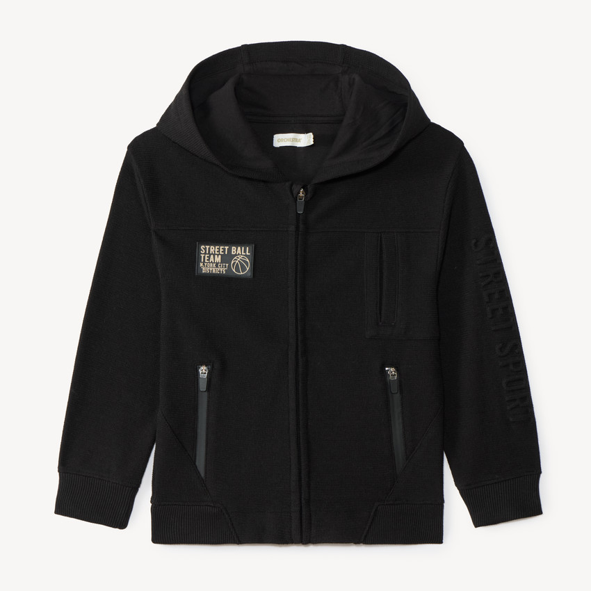 Gilet molleton à capuche garçon style sportswear