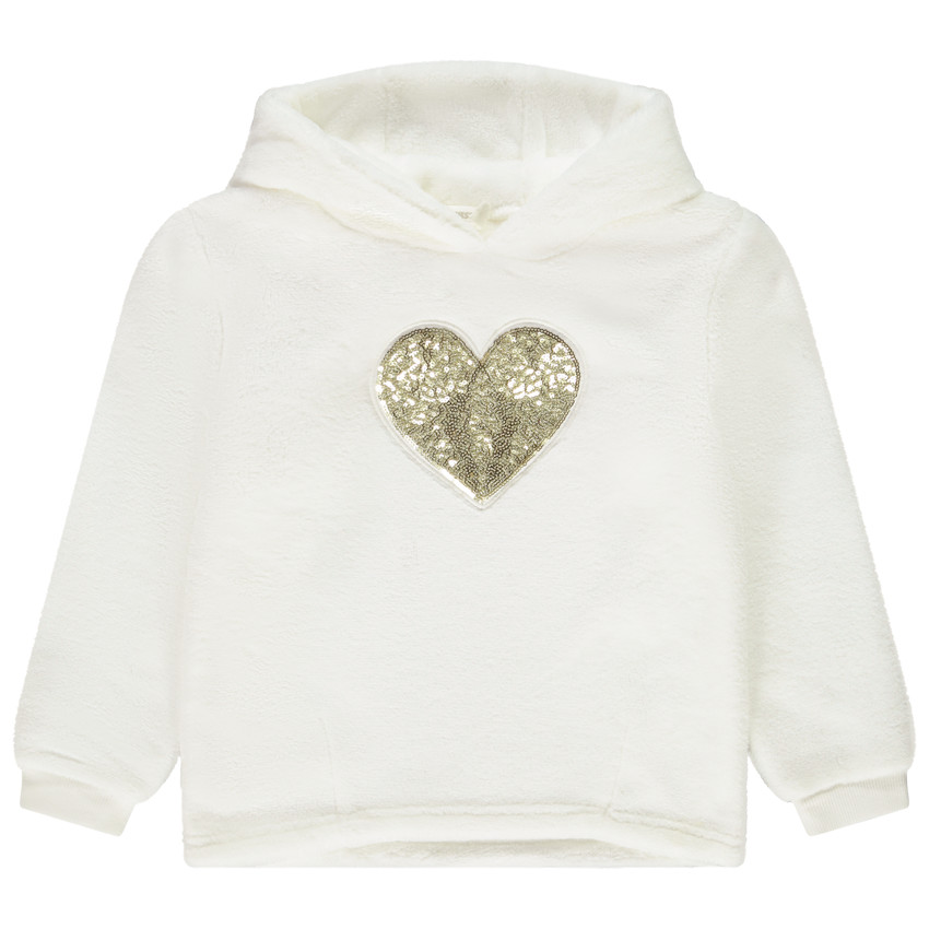 Sweat polaire avec coeur en sequins pour fille