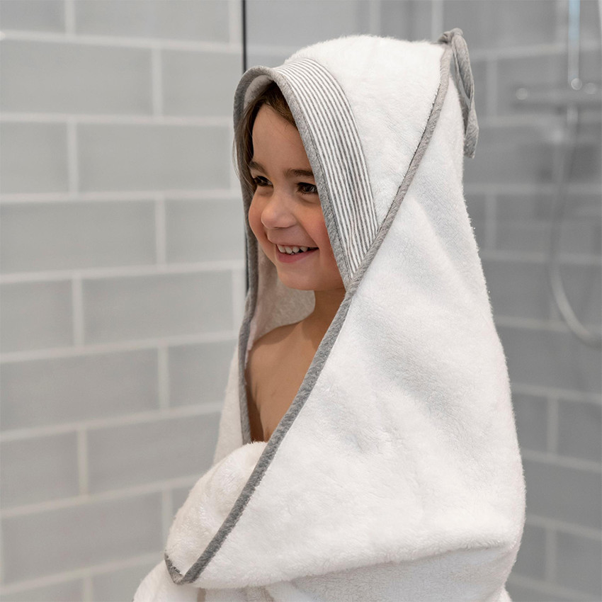 Cape de bain XL avec anneau de dentition Dry'n Play White 