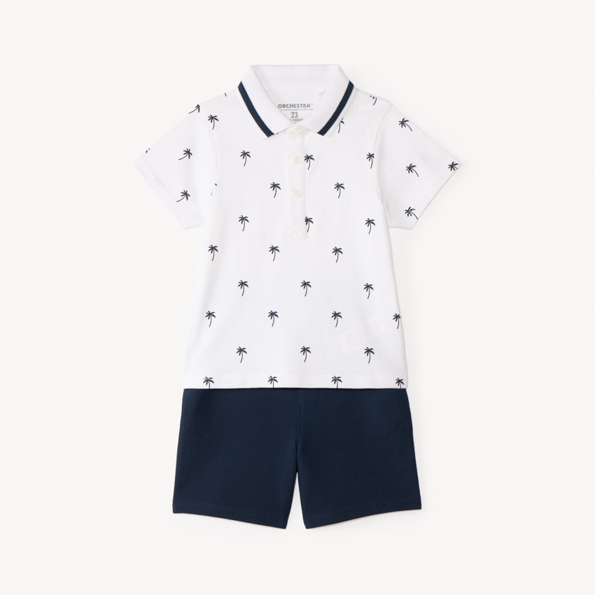 Ensemble 2 pièces polo manches courtes + short imprimé palmiers pour bébé garçon