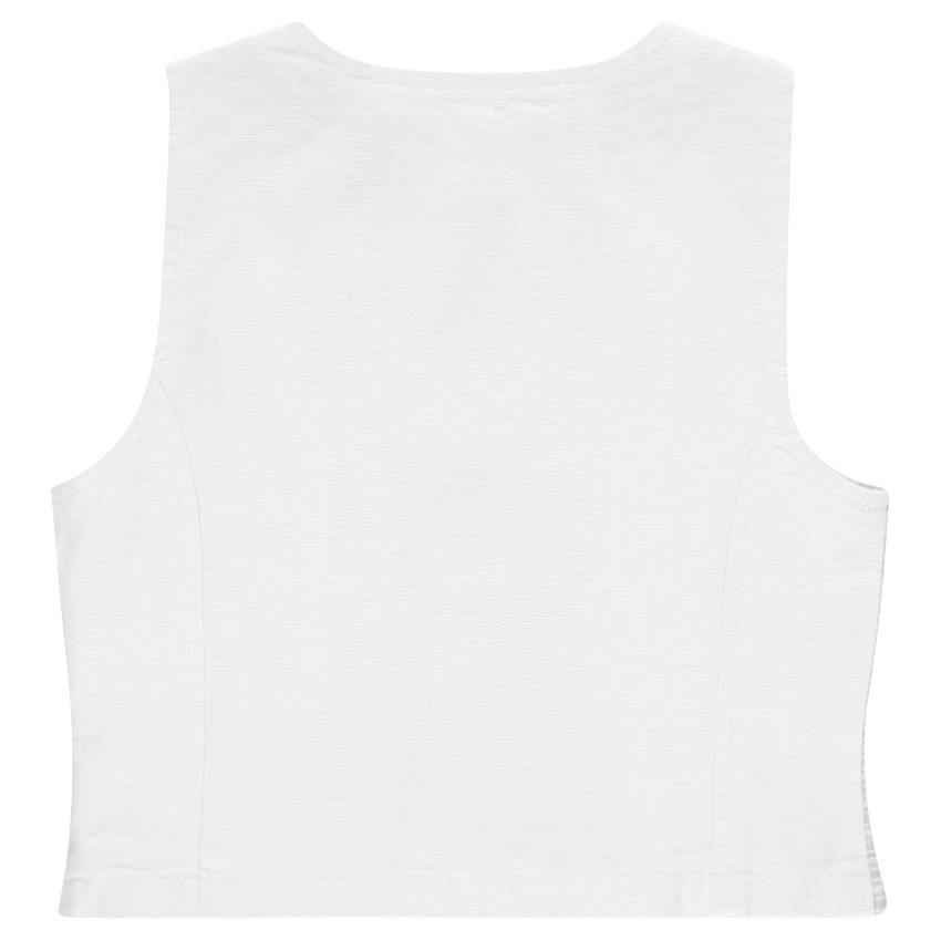 Gilet serveur rayé en lin et coton 