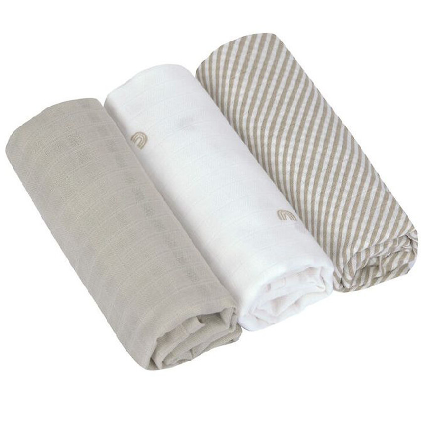 Lot de 3 langes mousseline 80x80cm Rainbow